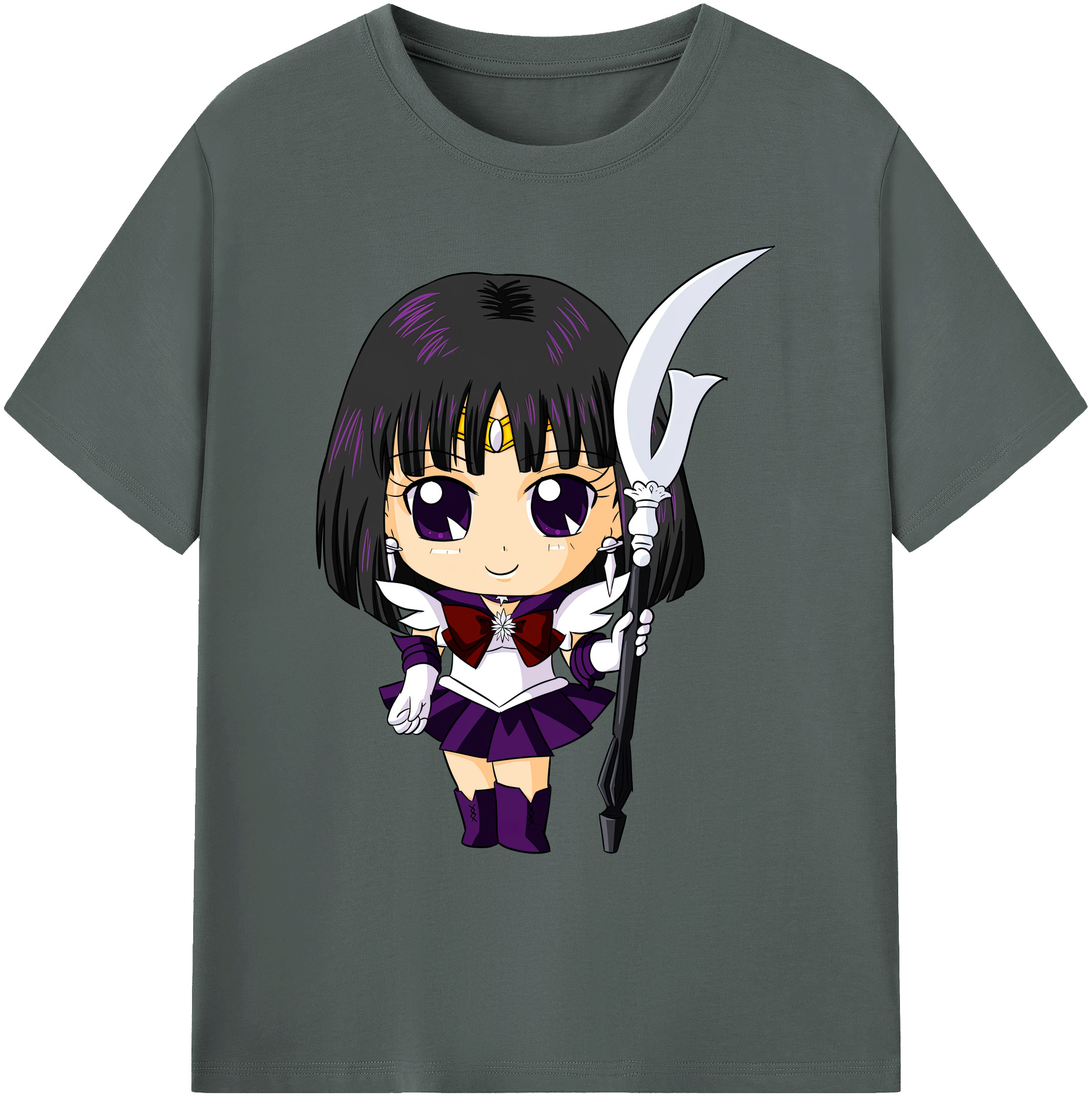 （画像用） 美少女戦士セーラームーン 土萠ほたる Sailor Moon Tomoe Hotaru （セーラーサターン；Sailor Saturn） 綿100％ メンズ半袖Tシャツ｜肌触りやわらか＆通気性
